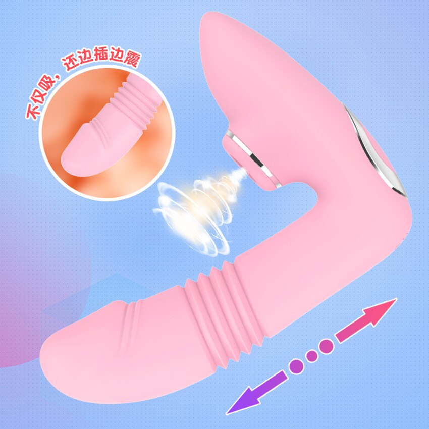 Thrusting Dildo Vibrators Clitoris Sucker for Women