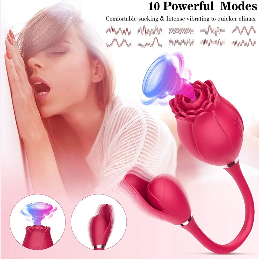 Double Head Rose Sex Toy Suckers Vibrator