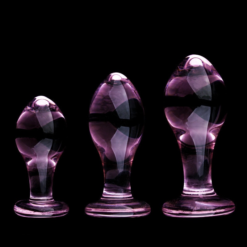 Pink Crystal Glass Anal Plug for Women